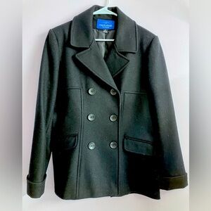 Wool Pea Coat, Women’s Size 12, Black, Double Breasted, Mackintosh